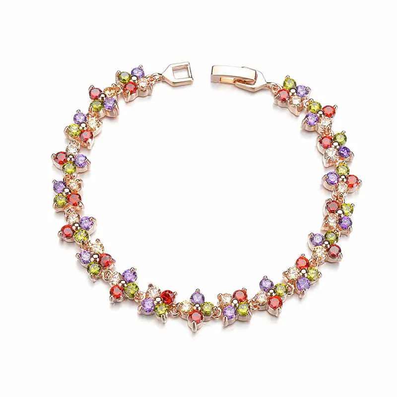 Multicolored Zircon Flower Bracelet for Women - Image 4