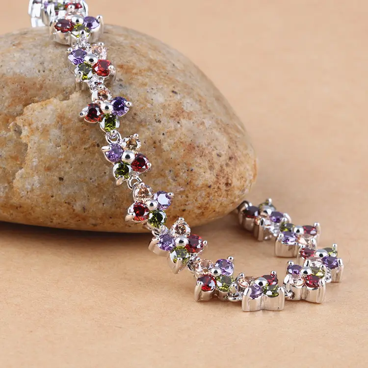 Multicolored Zircon Flower Bracelet for Women — feature 10
