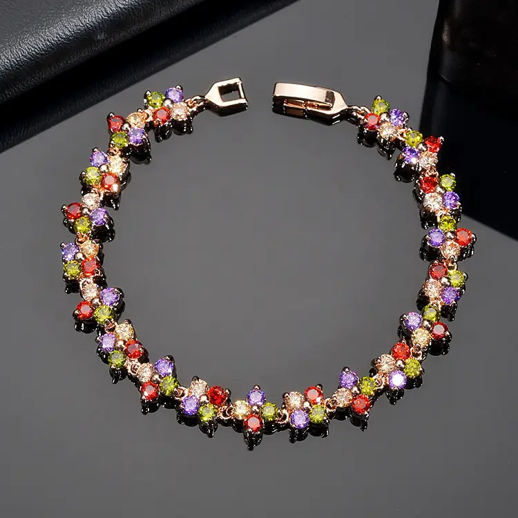 Multicolored Zircon Flower Bracelet for Women — feature 4