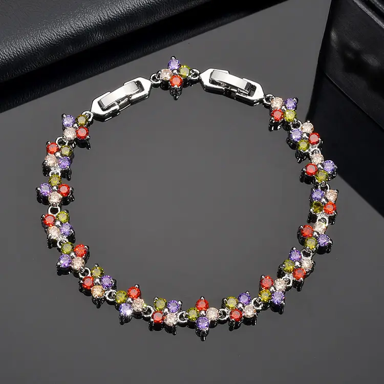 Multicolored Zircon Flower Bracelet for Women — feature 5