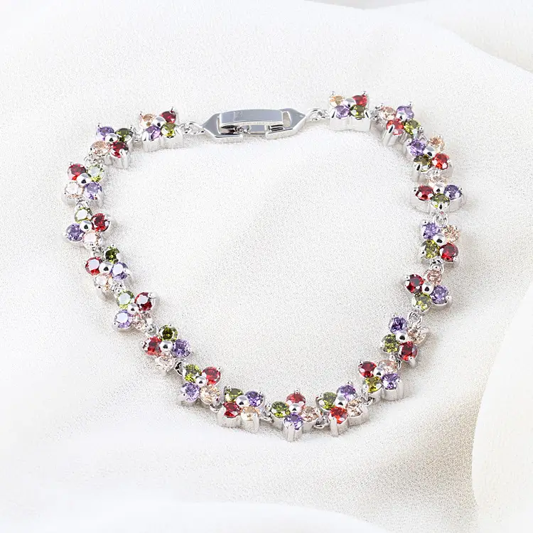 Multicolored Zircon Flower Bracelet for Women — feature 8