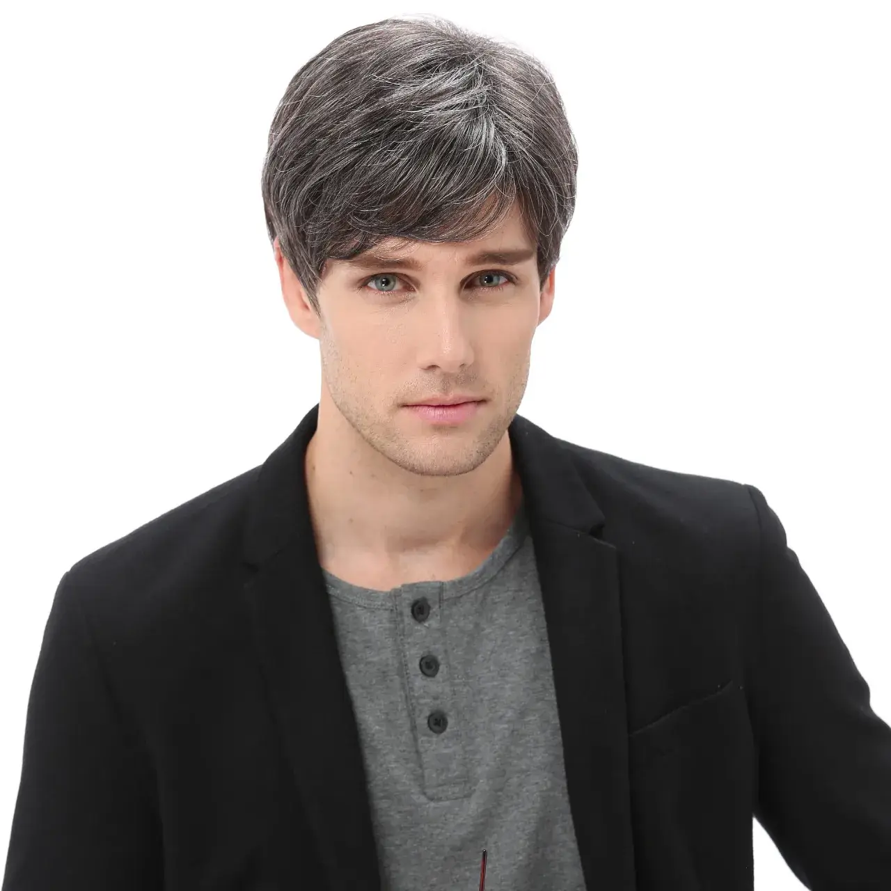Men Chemical Fiber Wig Natural Brown 12inch - Image 23