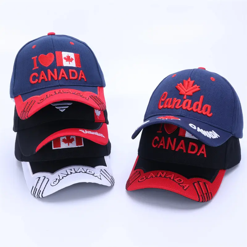 Men's Red Black Canada Logo Baseball Cap — feature 40