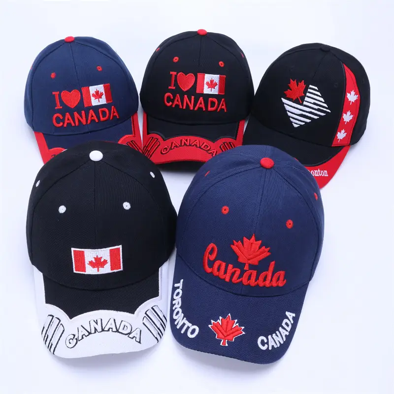 Men's Red Black Canada Logo Baseball Cap — feature 42