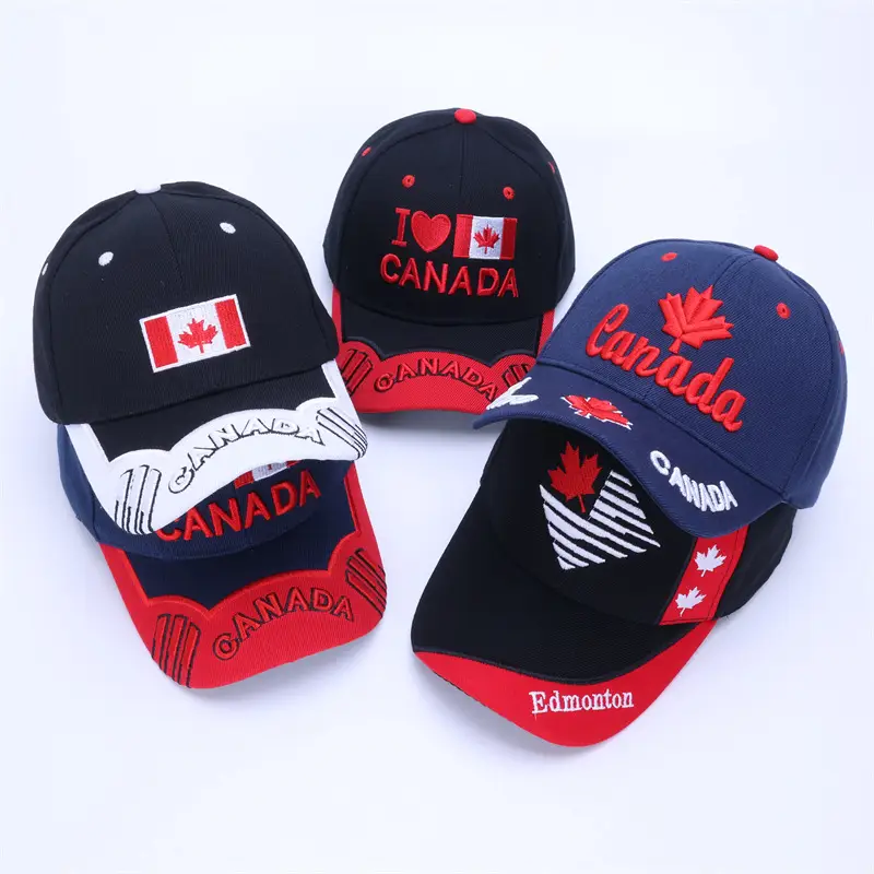 Men's Red Black Canada Logo Baseball Cap — feature 43