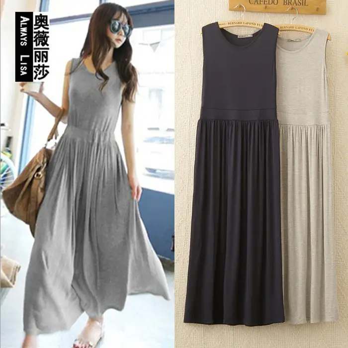 Women's Korean Style High Waist Pleated Strap Dress Grey - Image 6