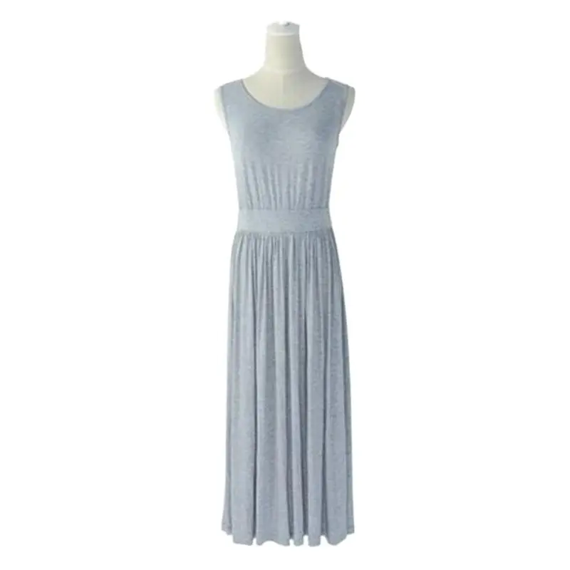 Women's Korean Style High Waist Pleated Strap Dress Grey