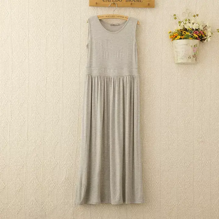 Women's Korean Style High Waist Pleated Strap Dress Grey — feature 13