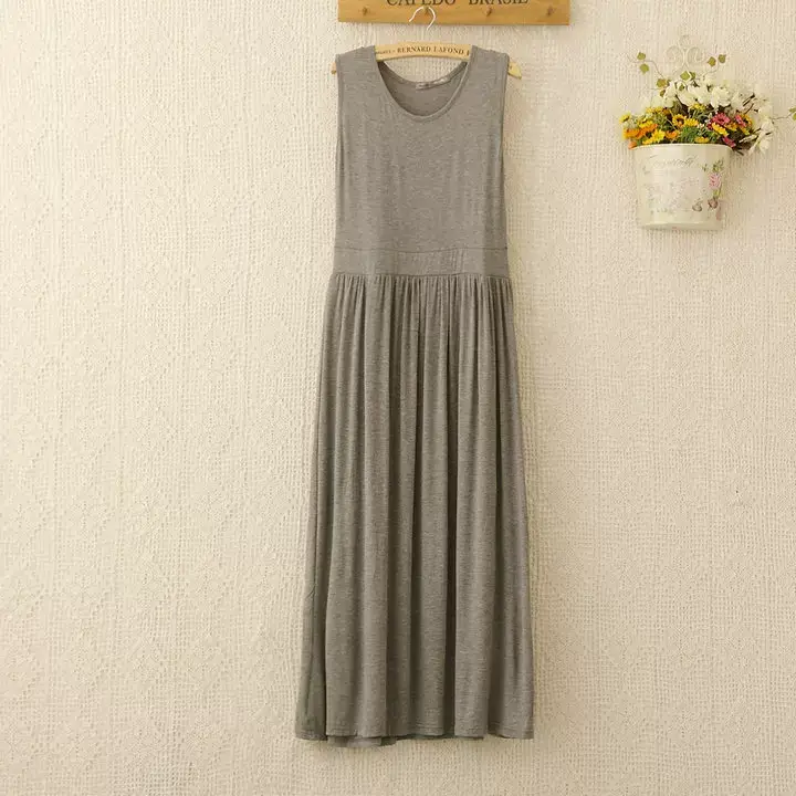 Women's Korean Style High Waist Pleated Strap Dress Grey — feature 14