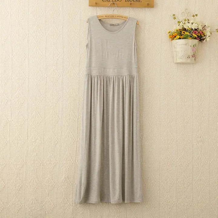 Women's Korean Style High Waist Pleated Strap Dress Grey - Image 2