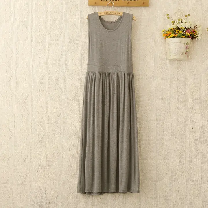 Women's Korean Style High Waist Pleated Strap Dress Grey - Image 5