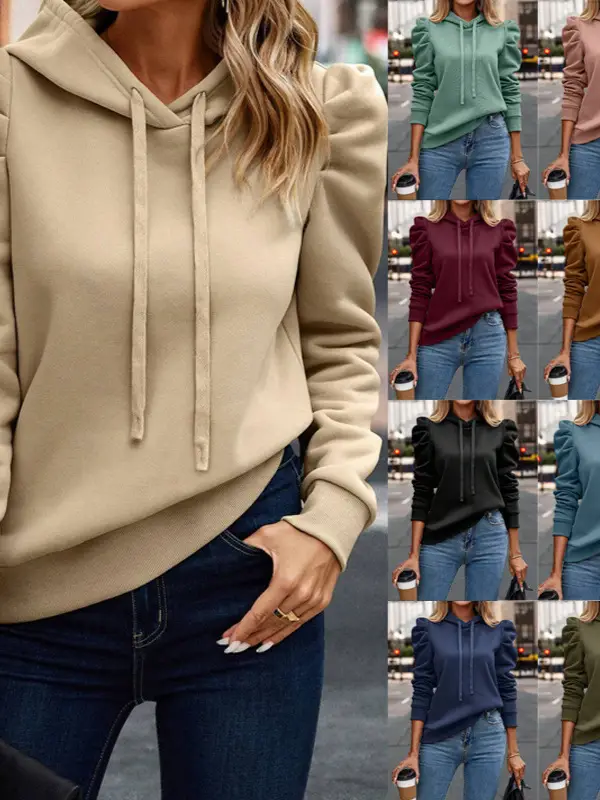2025 Women's Green Hooded Sweatshirt Long Sleeve Casual Wear - Image 10