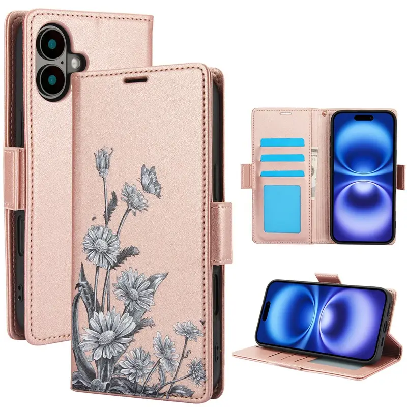 Multi Color Leather Phone Case with Floral Print