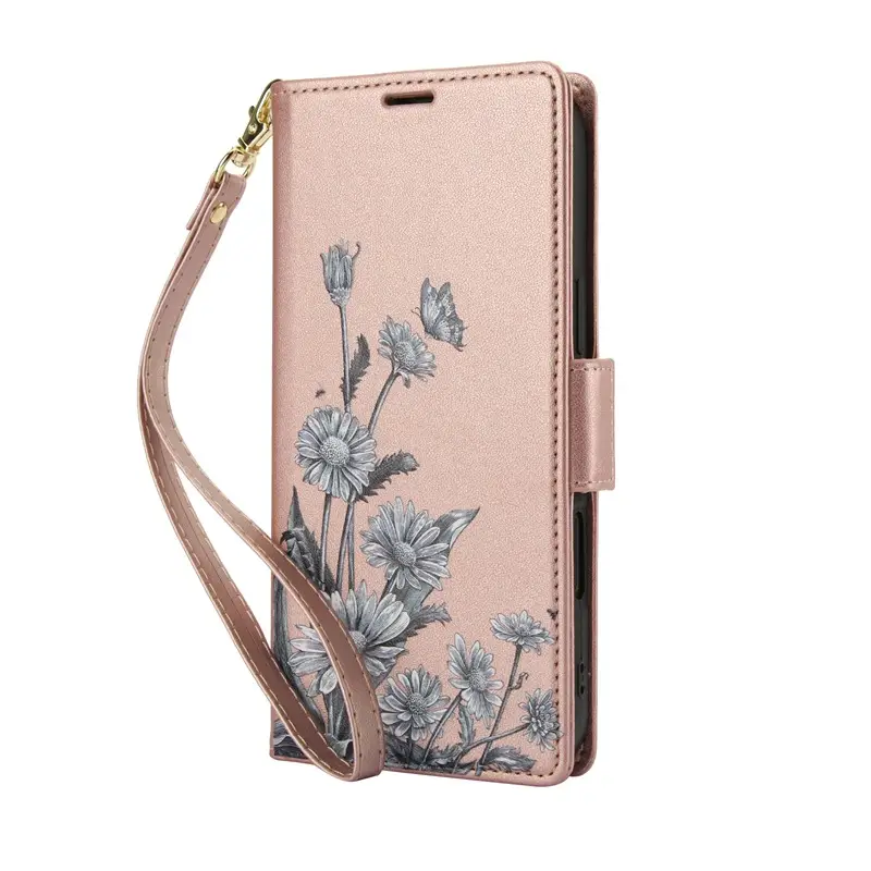 Multi Color Leather Phone Case with Floral Print