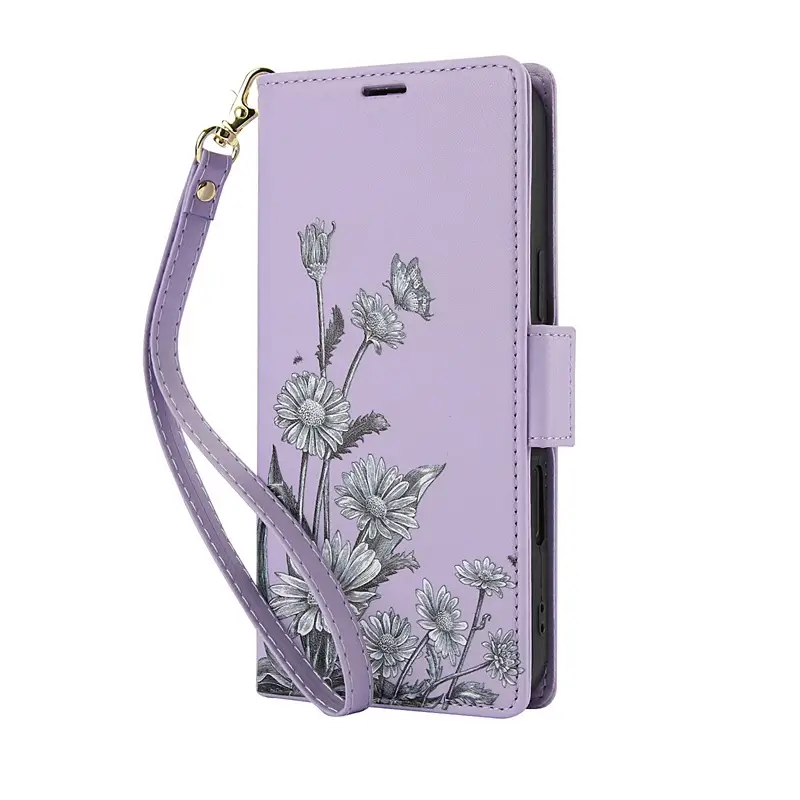 Multi Color Leather Phone Case with Floral Print