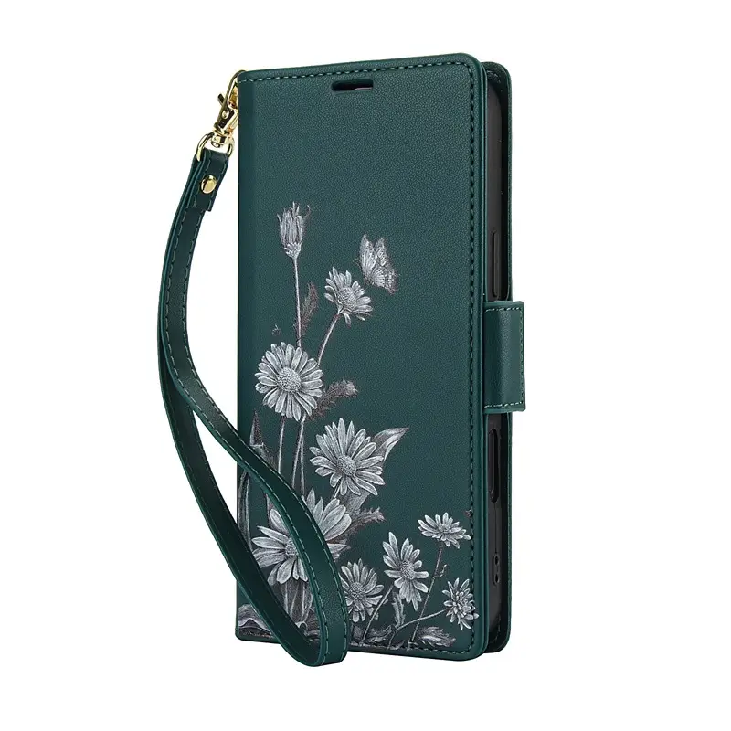 Multi Color Leather Phone Case with Floral Print