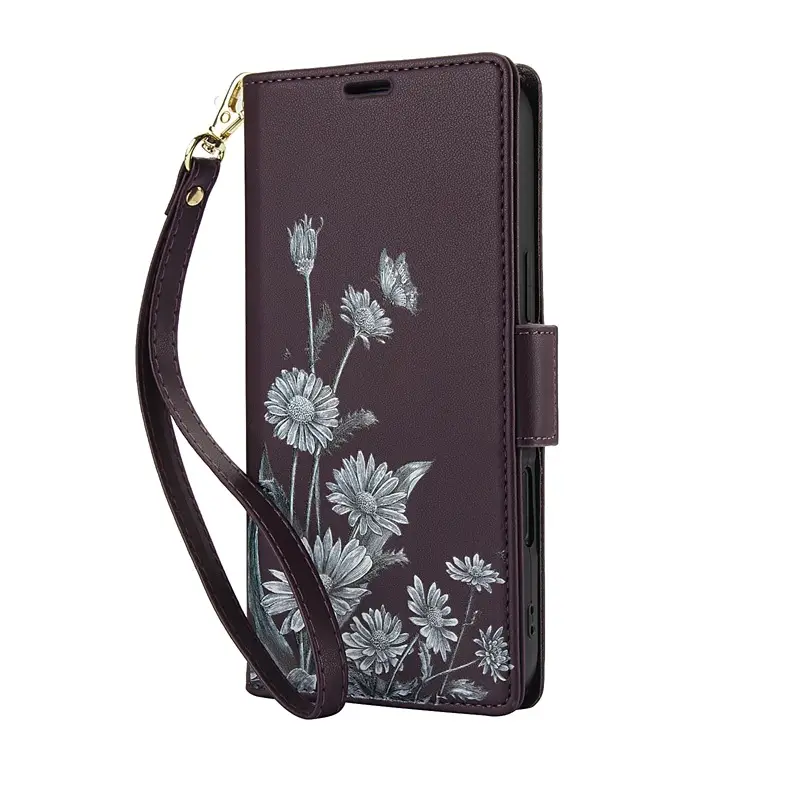 Multi Color Leather Phone Case with Floral Print