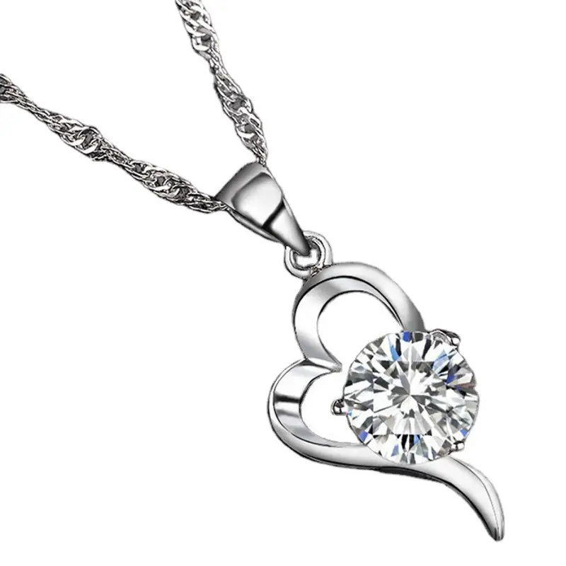 Elegant Silver Plated Korean Love Pendant Necklace for Women