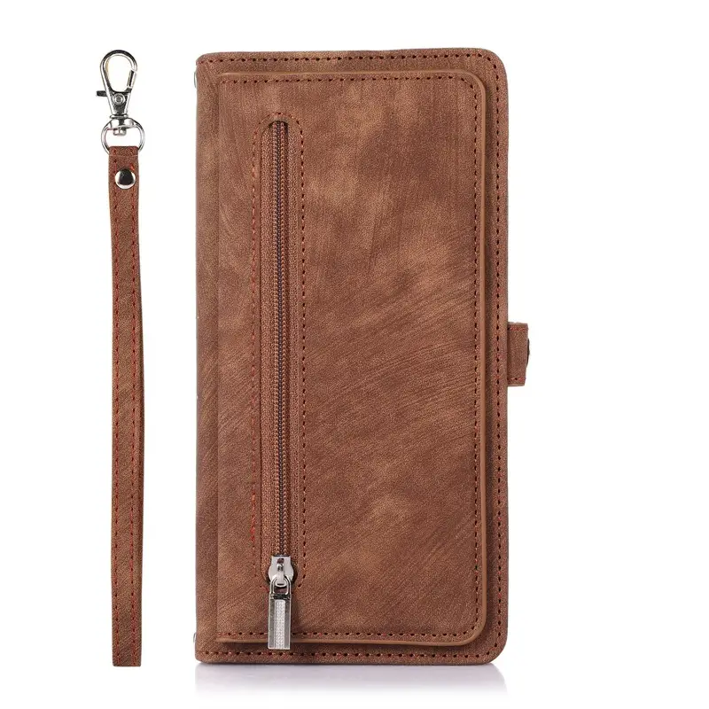 Apple iPhone 17 Pro Max Leather Zipper Case Brown - Image 5