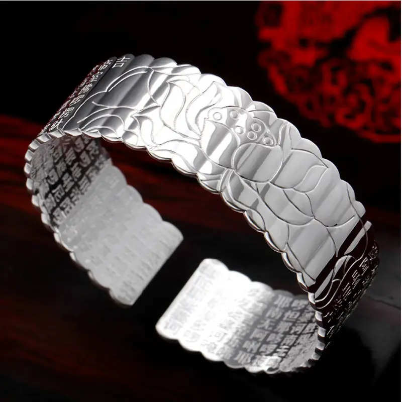 Silver Plated Cross-Cultural Compassion Mantra Bracelet - Image 2