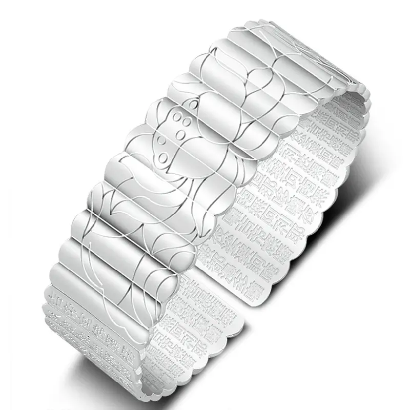 Silver Plated Cross-Cultural Compassion Mantra Bracelet - Image 5