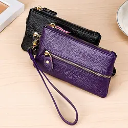 Purple Leather Shoulder Bag for Women with Zip Closure — feature 4