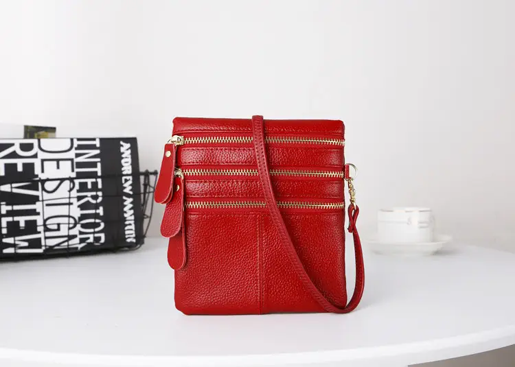 Purple Leather Shoulder Bag for Women with Zip Closure - Image 3