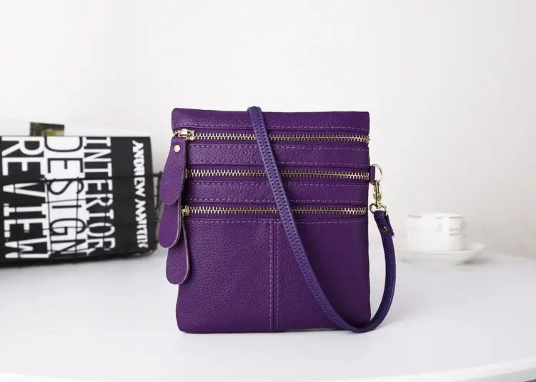 Purple Leather Shoulder Bag for Women with Zip Closure - Image 7
