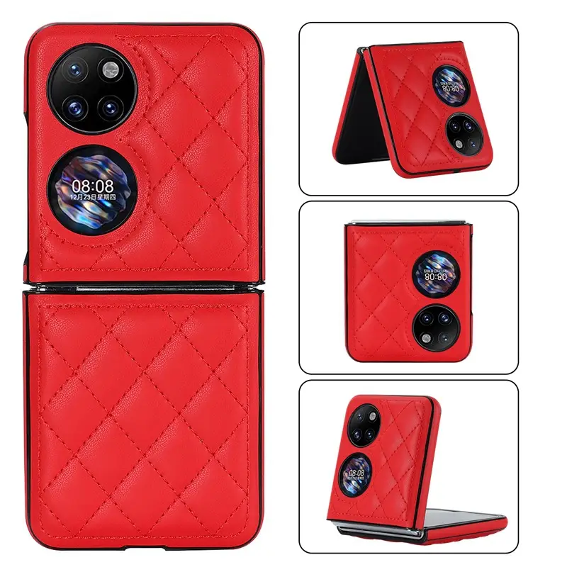 Huawei P50pocket Leather Flip Case Red 2-Piece - Image 10