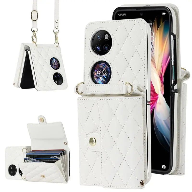 Huawei P50pocket Crossbody Leather Flip Case Mint Blue - Image 2