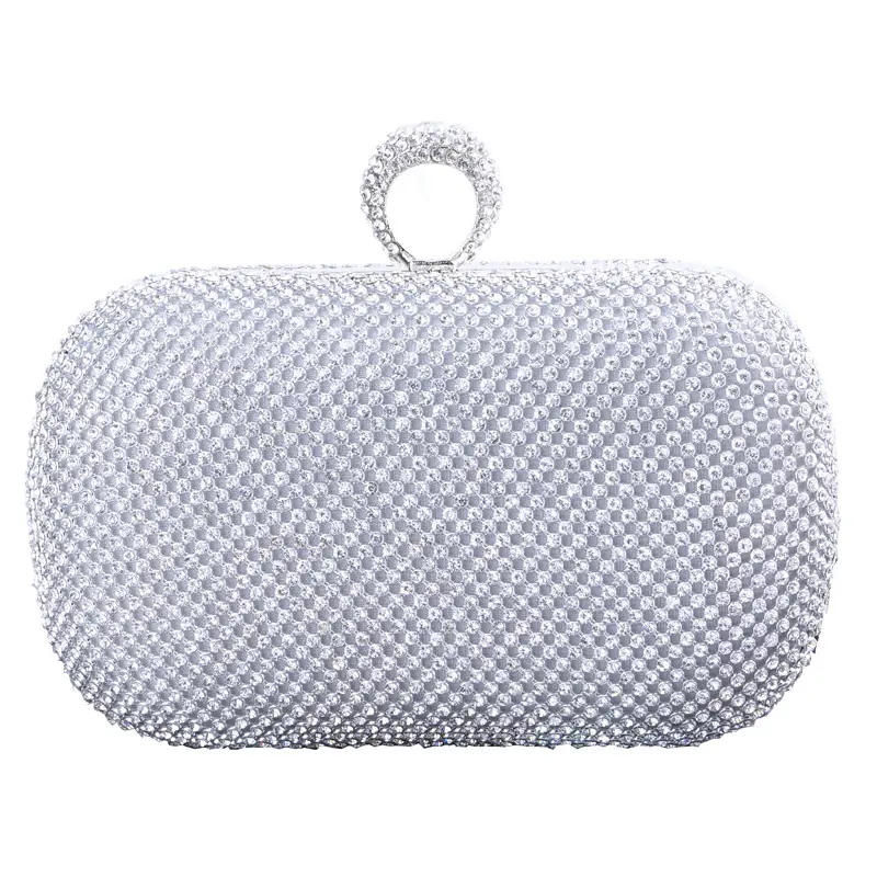 Handmade Rhinestone Evening Bag with Ring Handle