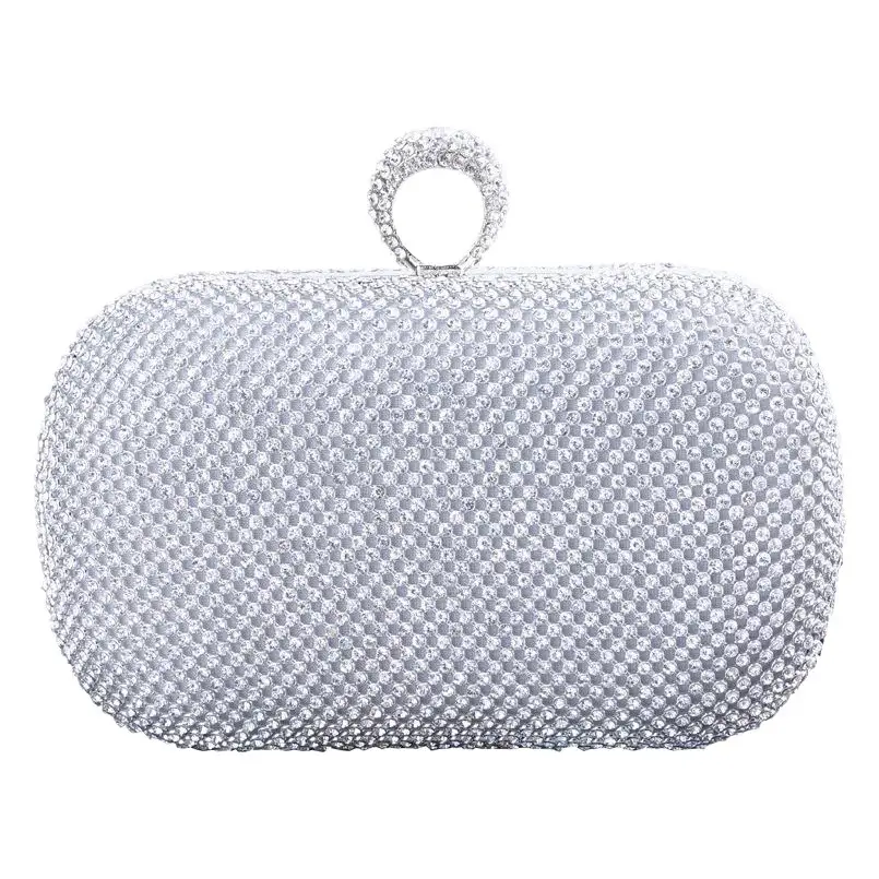 Handmade Rhinestone Evening Bag with Ring Handle
