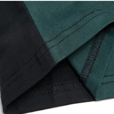 Men Spliced Cotton Long Sleeve T-Shirt Black Green - Image 5