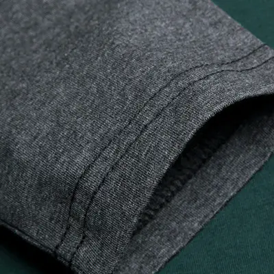 Men Spliced Cotton Long Sleeve T-Shirt Black Green - Image 6