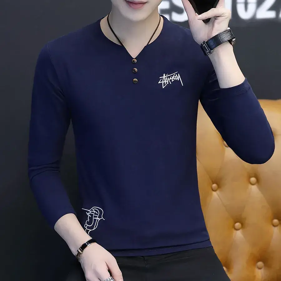 Men White Slim Fit Long Sleeve T-Shirt with Brand Logo - Image 3