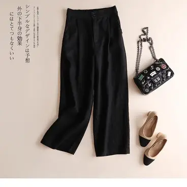 2023 Women Linen Wide Leg Pants OL Loose Ankle - Image 10