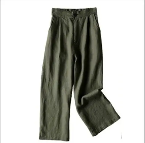 2023 Women Linen Wide Leg Pants OL Loose Ankle - Image 5