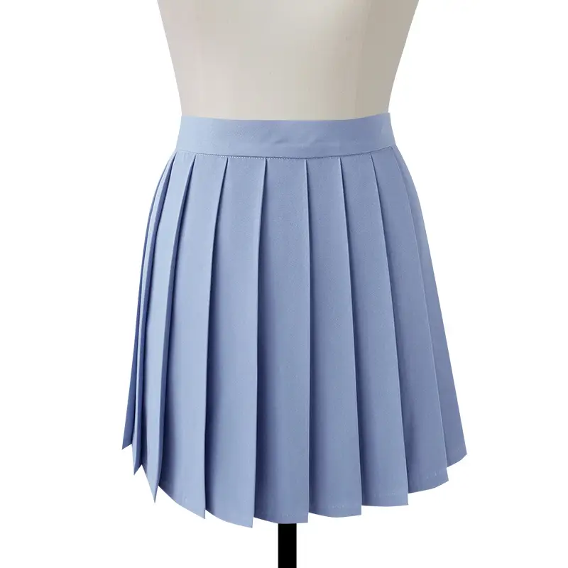 Green Pleated Student Skirt Solid Color - Image 13