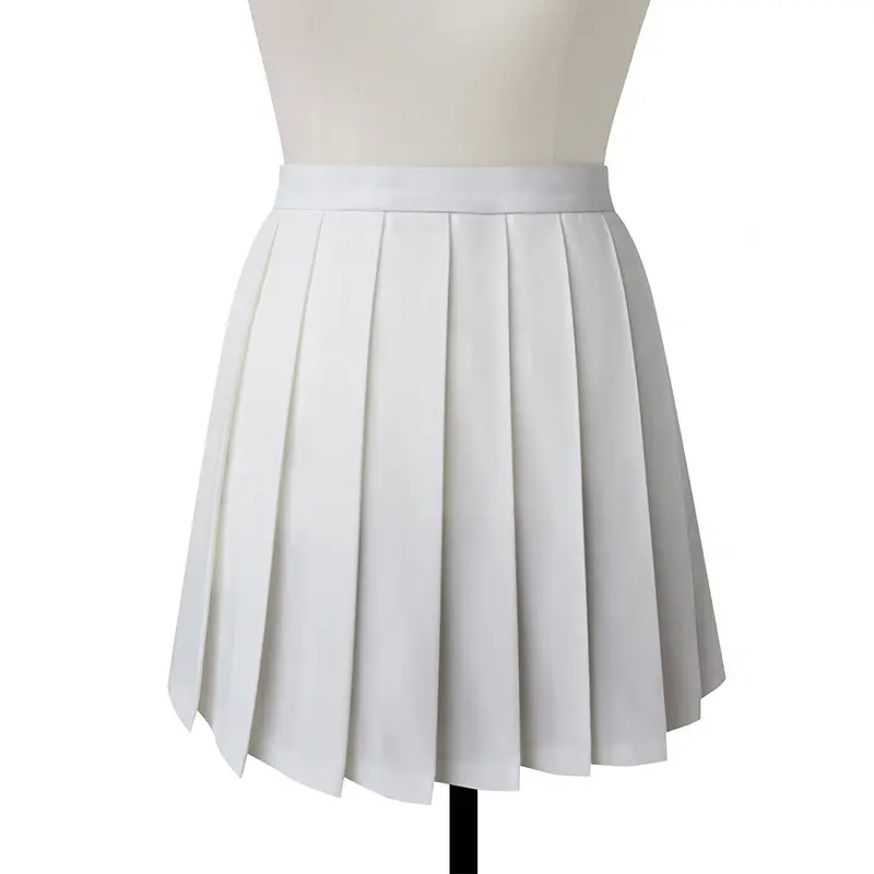 Green Pleated Student Skirt Solid Color - Image 16