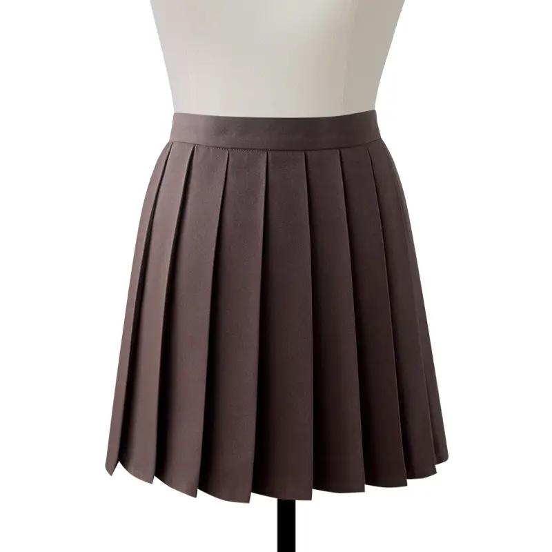 Green Pleated Student Skirt Solid Color - Image 18
