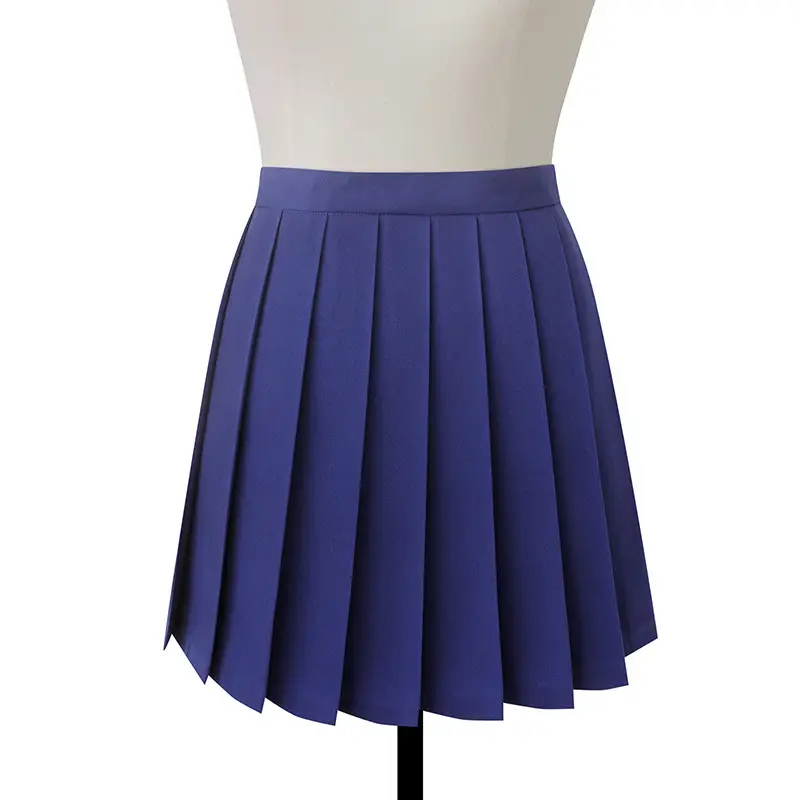 Green Pleated Student Skirt Solid Color - Image 19