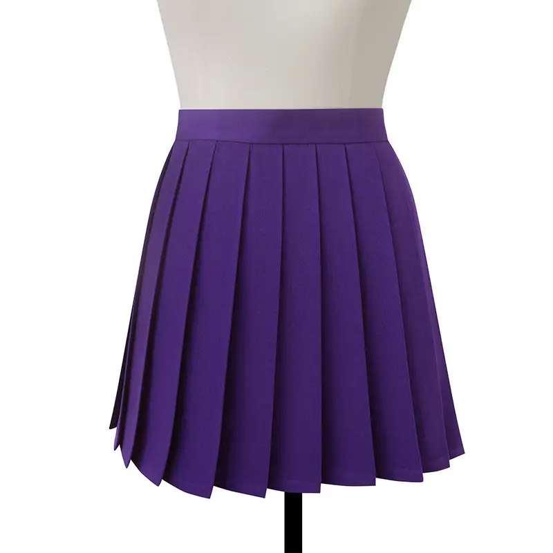 Green Pleated Student Skirt Solid Color - Image 22