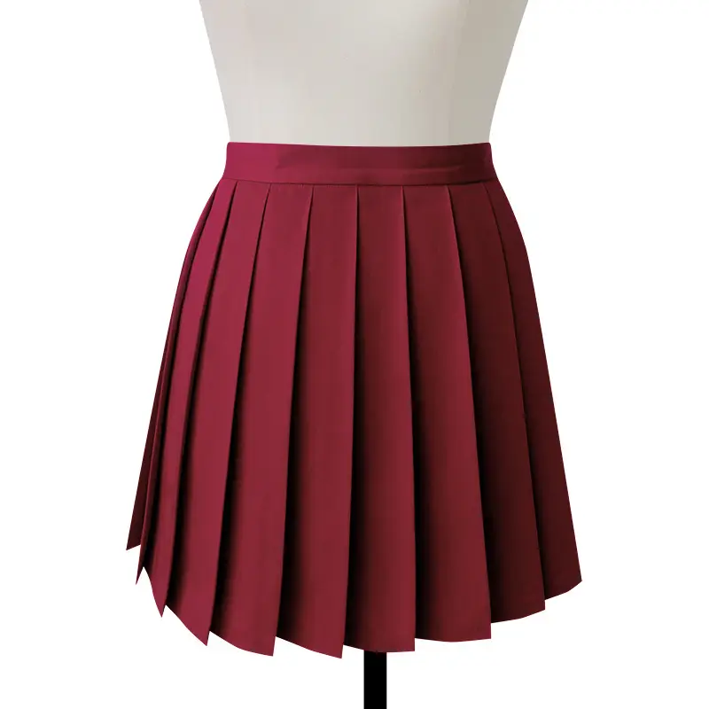 Green Pleated Student Skirt Solid Color - Image 8