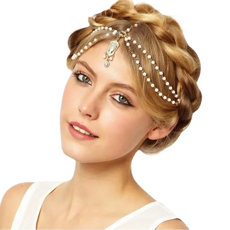 Pearl Tassel Headband for Women Bridal Hair Accessory