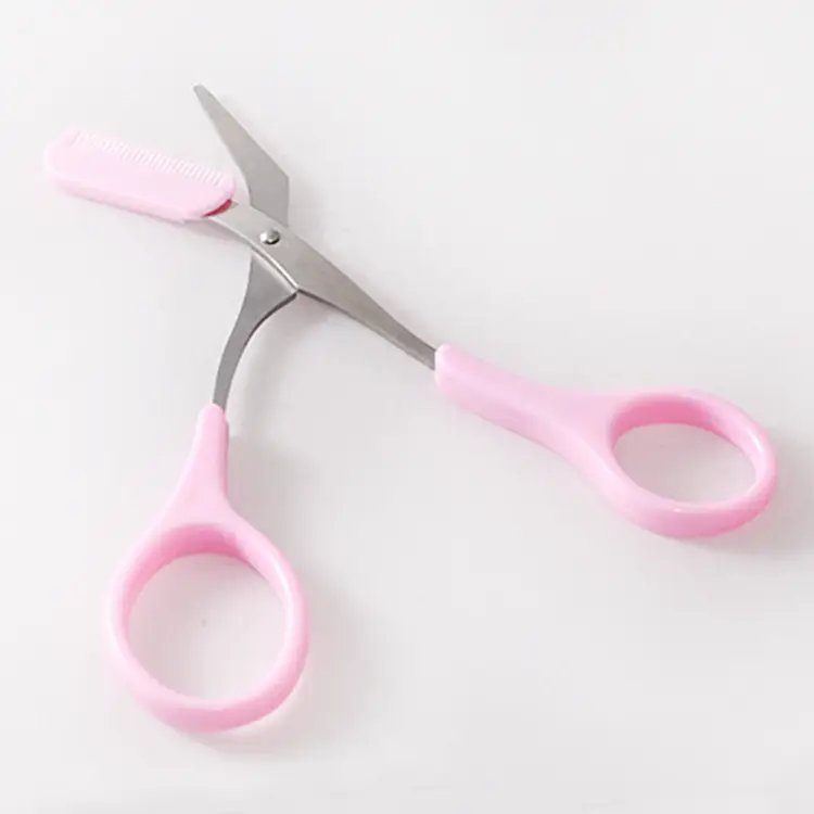Pink Eyebrow Trimming Scissors with Comb Replacement - Image 3