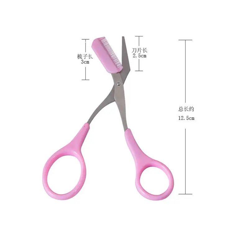 Pink Eyebrow Trimming Scissors with Comb Replacement - Image 4