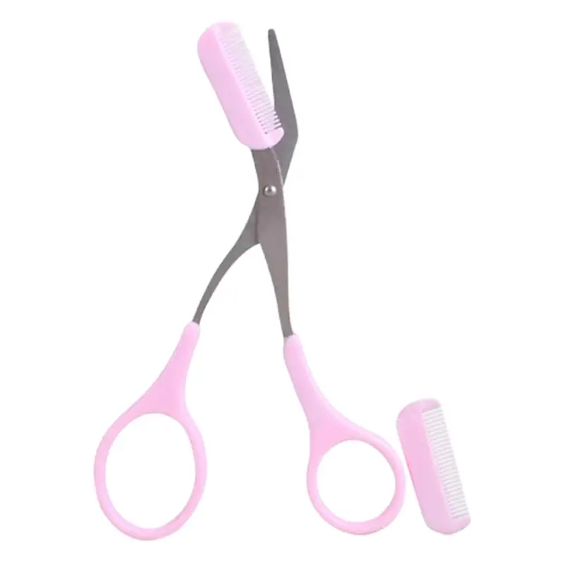 Pink Eyebrow Trimming Scissors with Comb Replacement