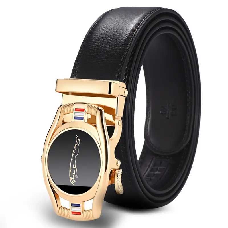 Men's Black Leather Belt with Gold Eagle Buckle - Image 16