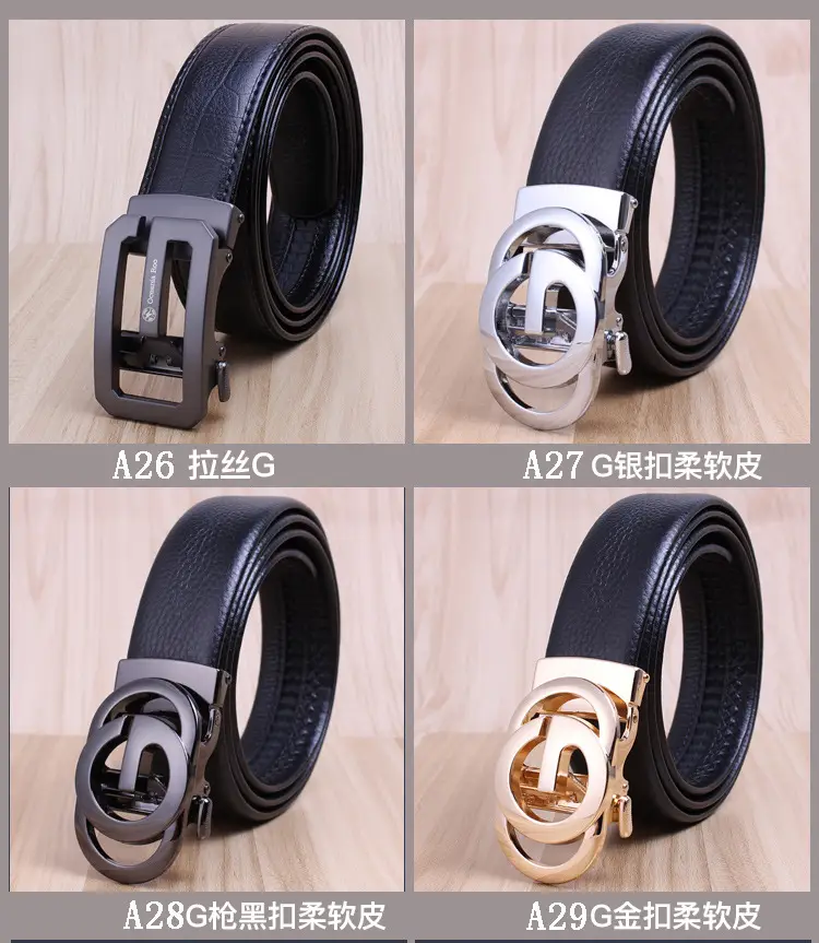 Men's Black Leather Belt with Gold Eagle Buckle β feature 5