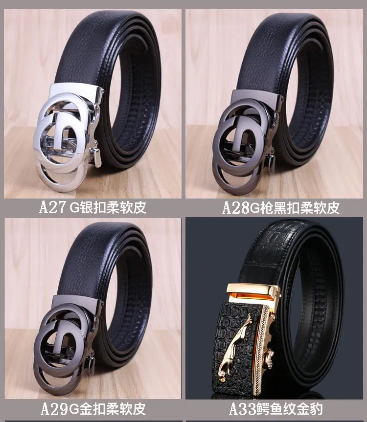 Men's Black Leather Belt with Gold Eagle Buckle β feature 7